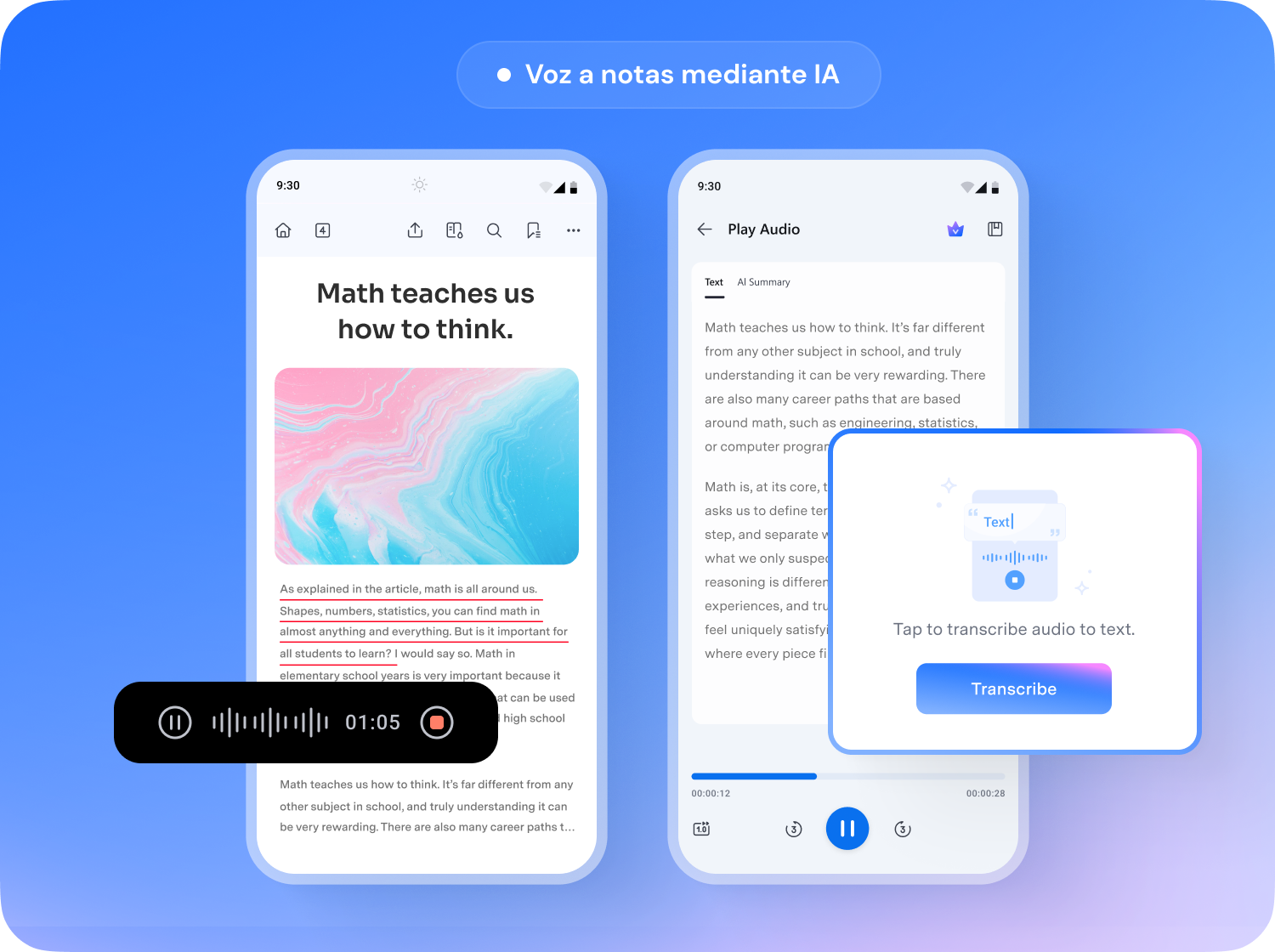 Graba audio y usa la IA para transcribir