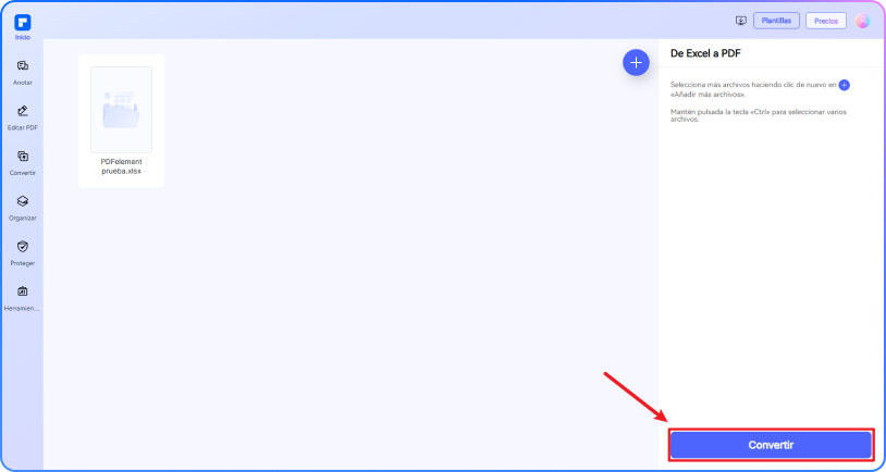 convertir Excel a PDF paso 2