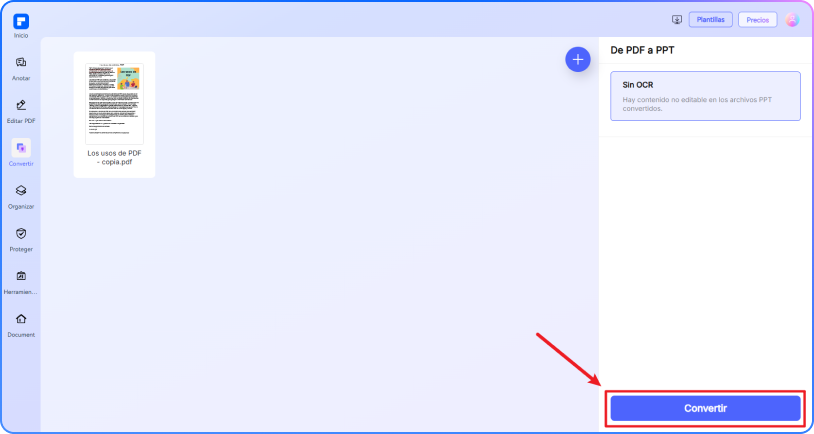 convertir PDF a PPT paso 2