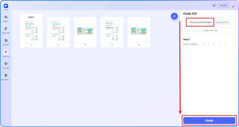 paso 2 para dividir un PDF