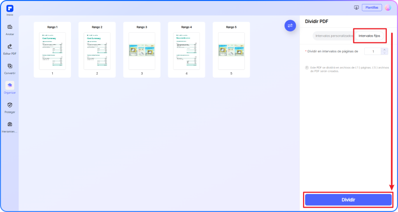 paso 2 para dividir un PDF