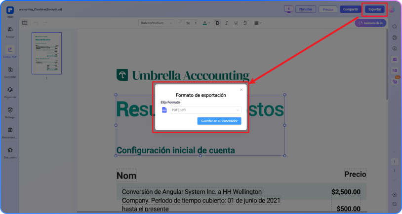 Editar texto PDF paso 3
