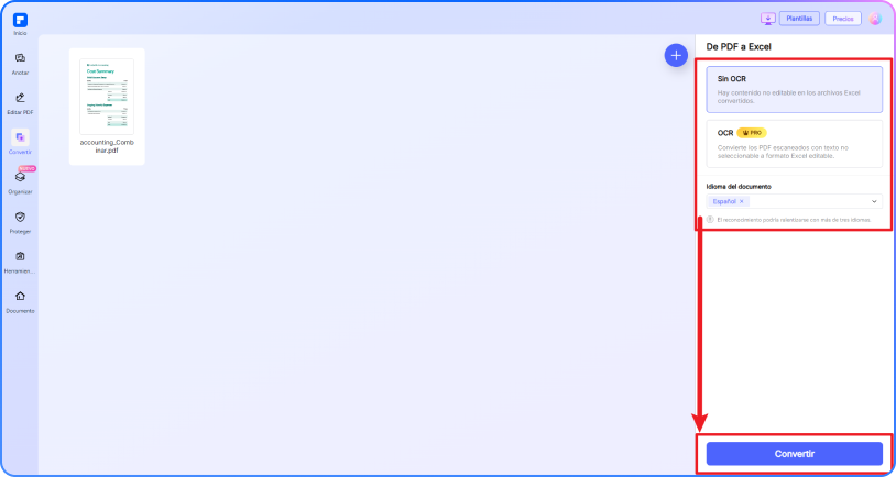 convertir excel a pdf paso 2