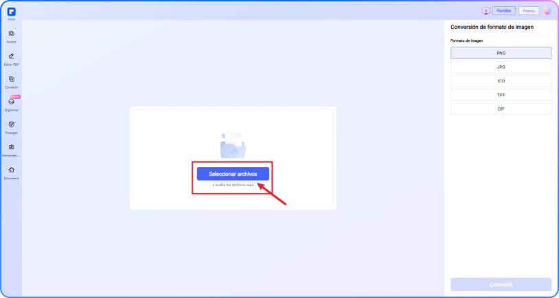 convertir imágenes online, paso 1