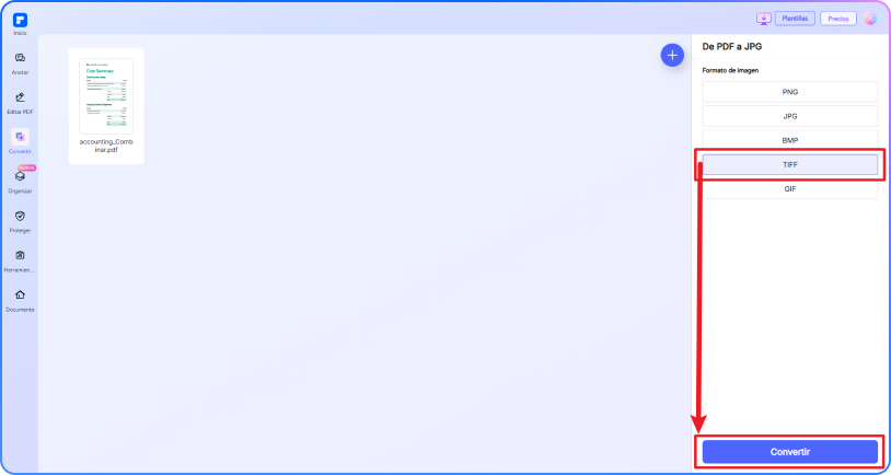 convertir PDF a TIFF paso 2