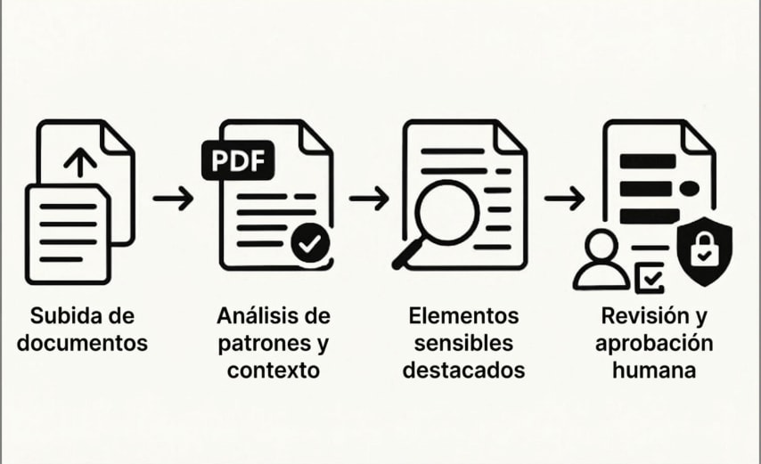 flujo de trabajo de censura con ia