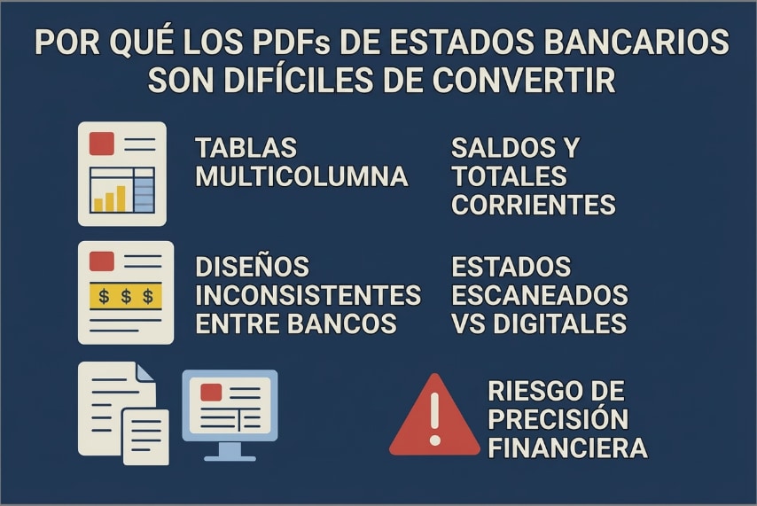 dificultades en la conversión de PDFs de extractos bancarios