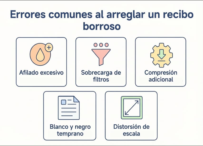 errores al intentar mejorar un recibo borroso