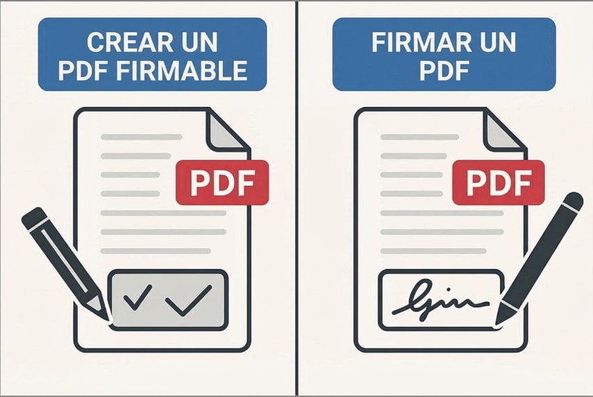diferencia entre crear PDF firmable y firmar PDF