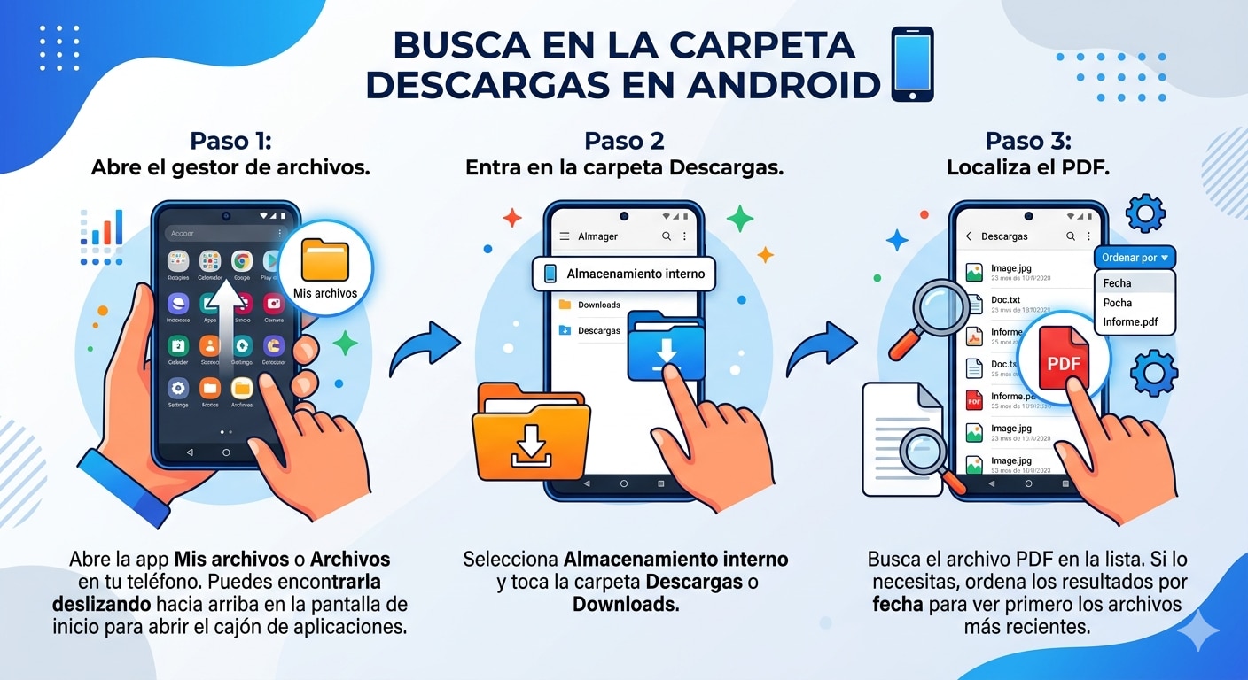 Busca en la carpeta Descargas en Android
