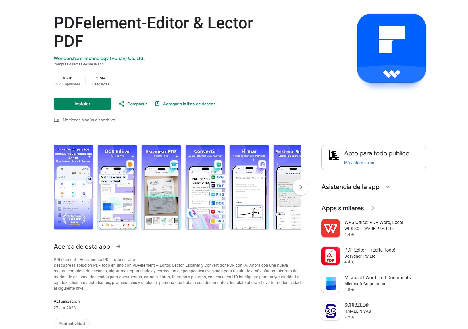 PDFelement para Android: para convertir, anotar y gestionar PDFs