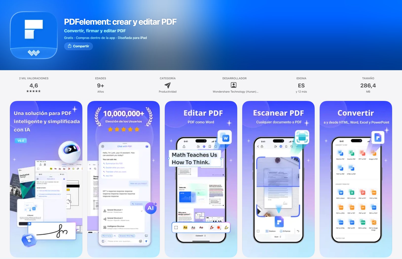PDFelement para iOS: para convertir, combinar y editar PDFs