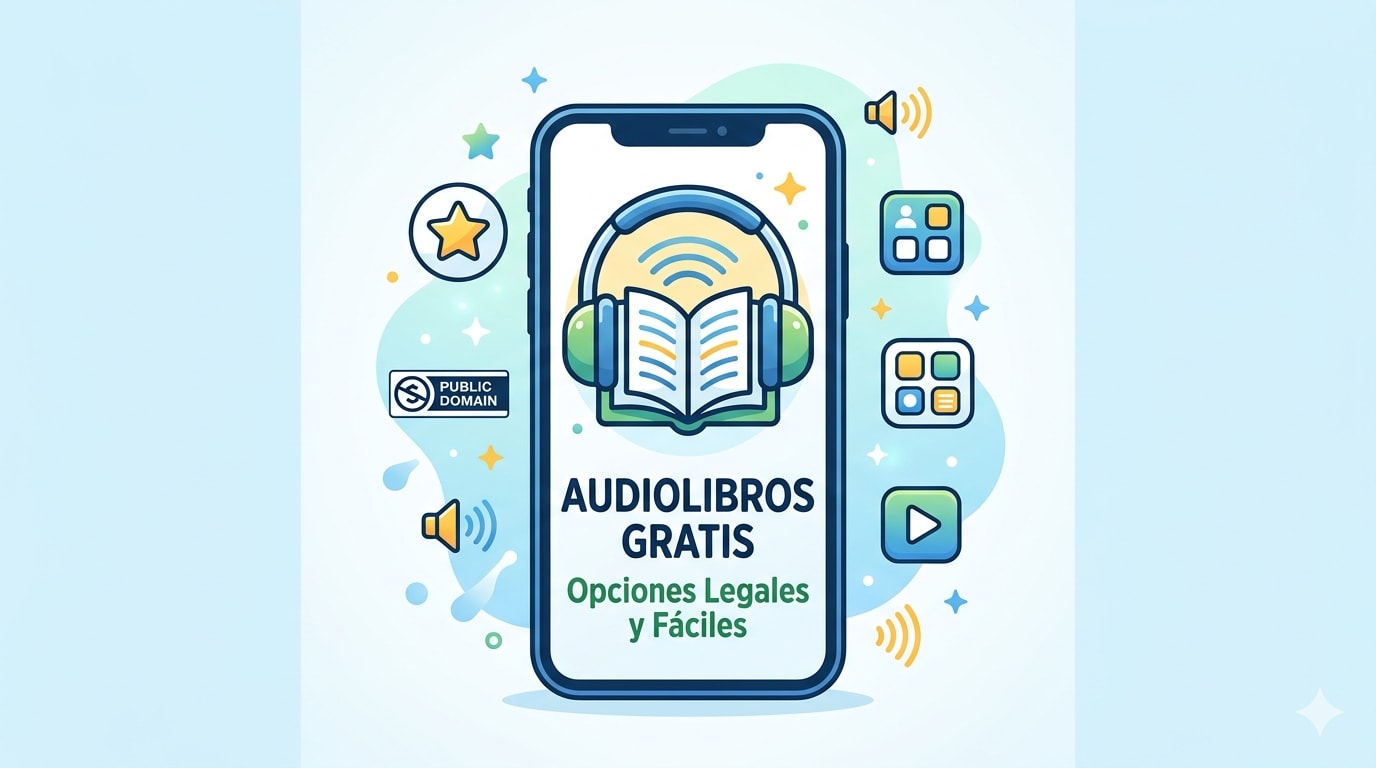 Persona escuchando audiolibros gratis online desde el móvil con auriculares