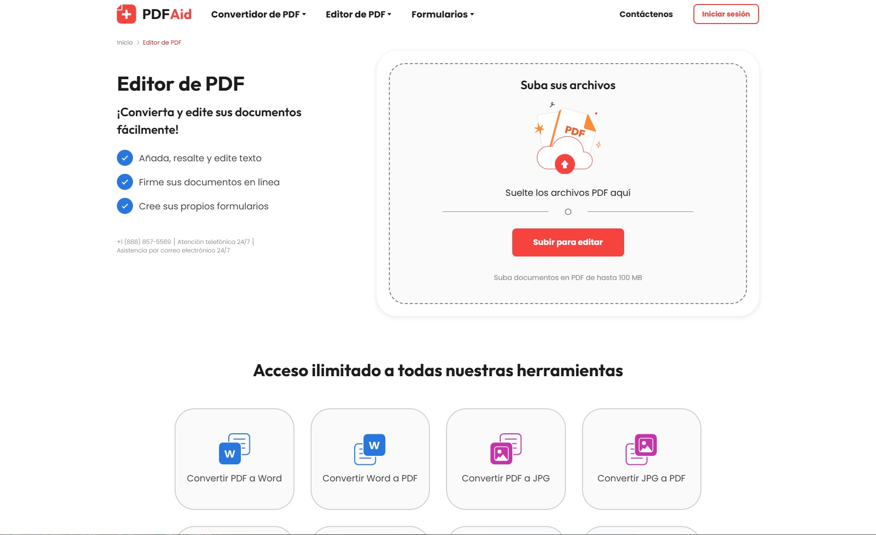 Editar archivos PDF sin instalar programas en PDFAid