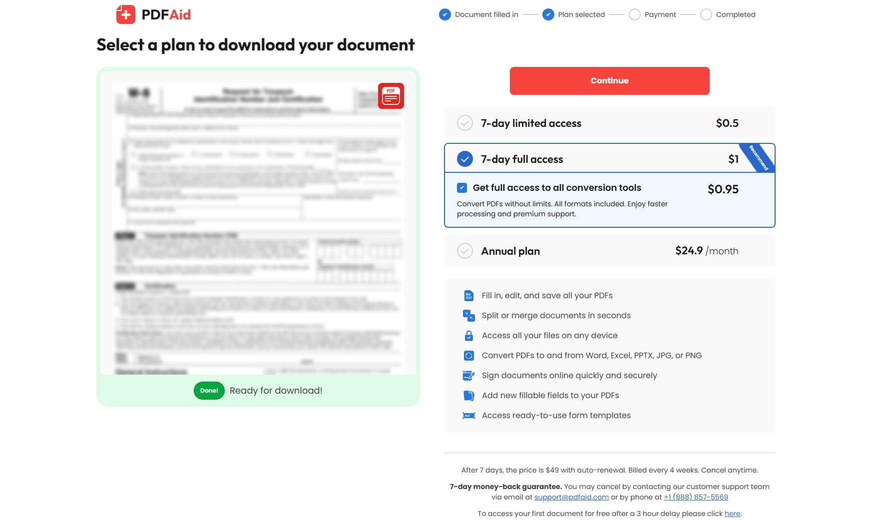 Precio y limitaciones del plan gratuito de PDFAid