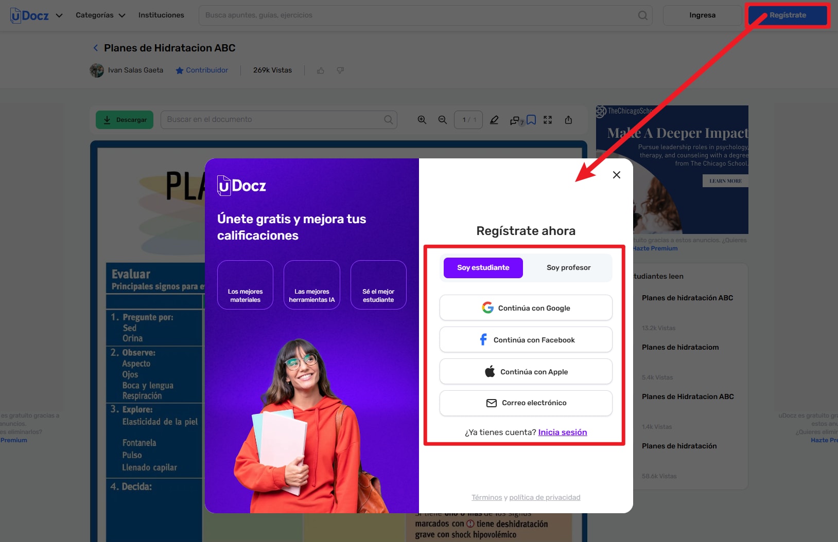Iniciar sesión o crear una cuenta si es necesario