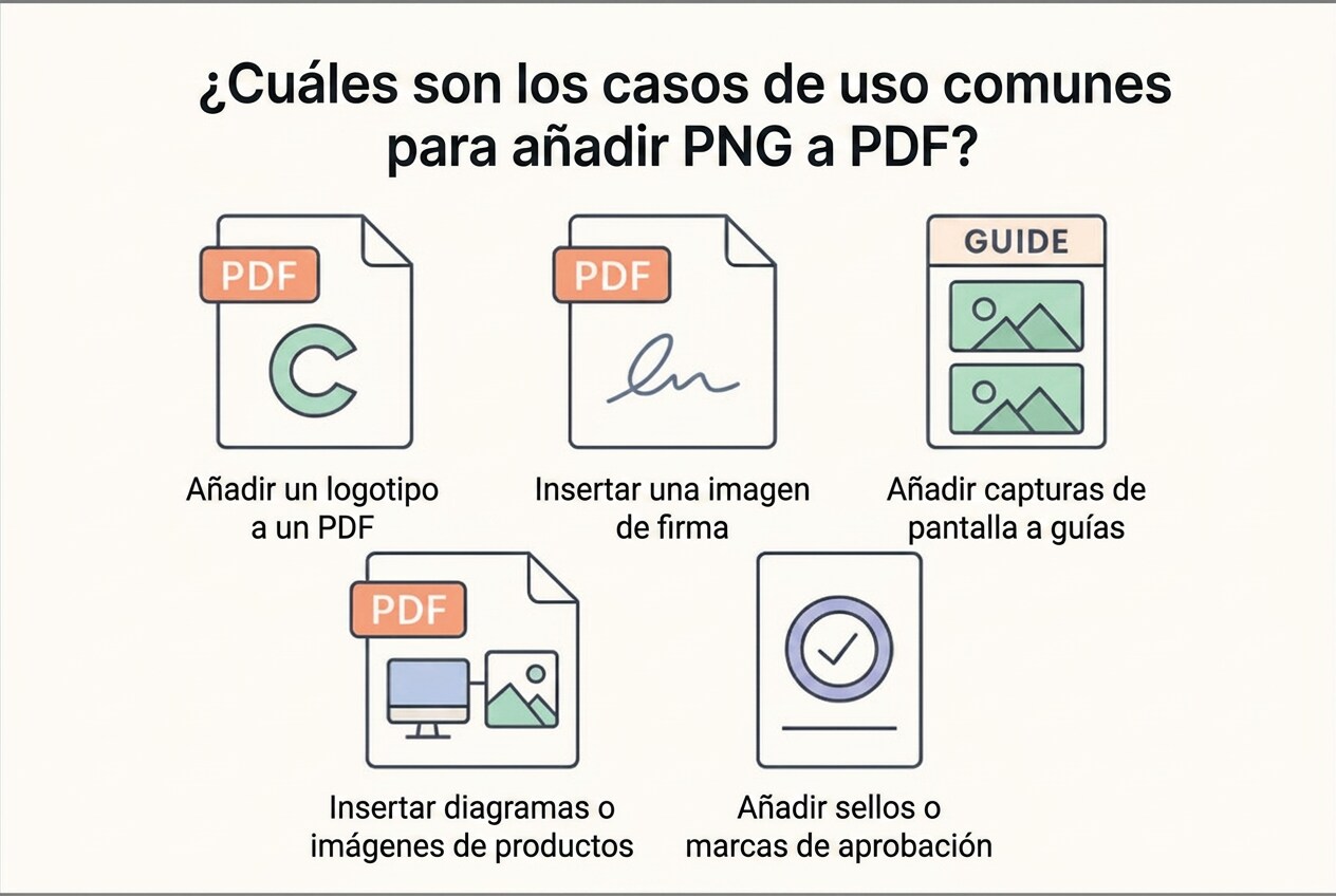 usos comunes de imágenes PNG en PDF