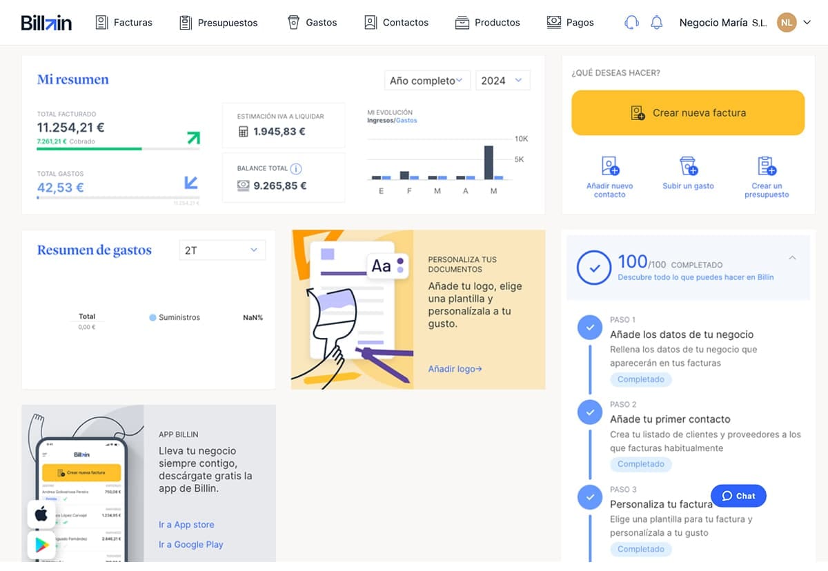 Billin — mejor para pequeños negocios que quieren facturación online con lector OCR