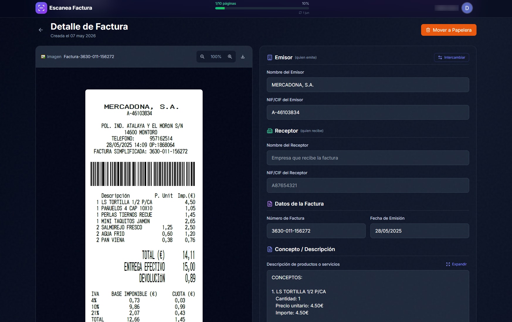 Escanea Factura — mejor para extraer datos de facturas y exportar a Excel