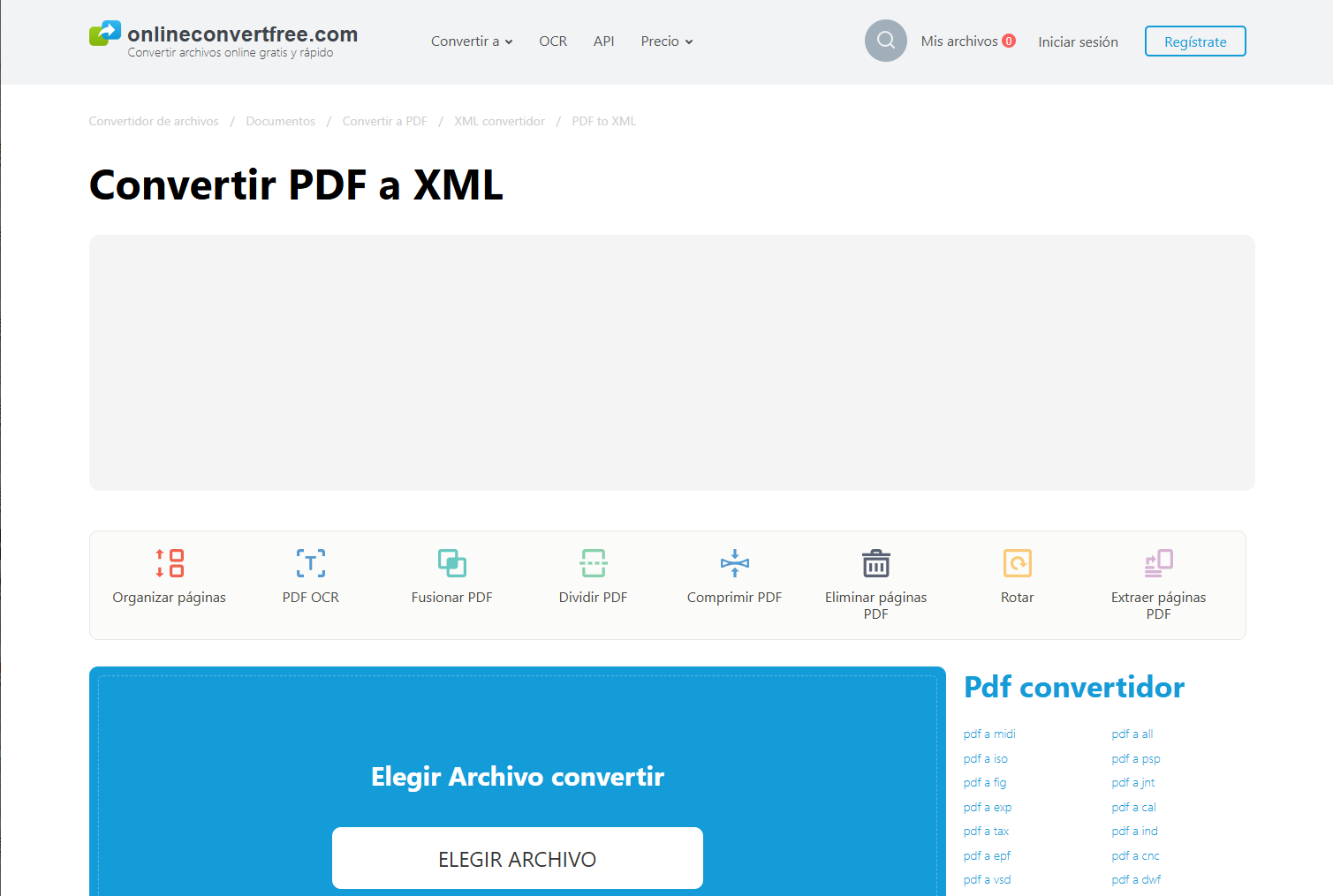OnlineConvertFree: convertir PDF a XML gratis para archivos simples