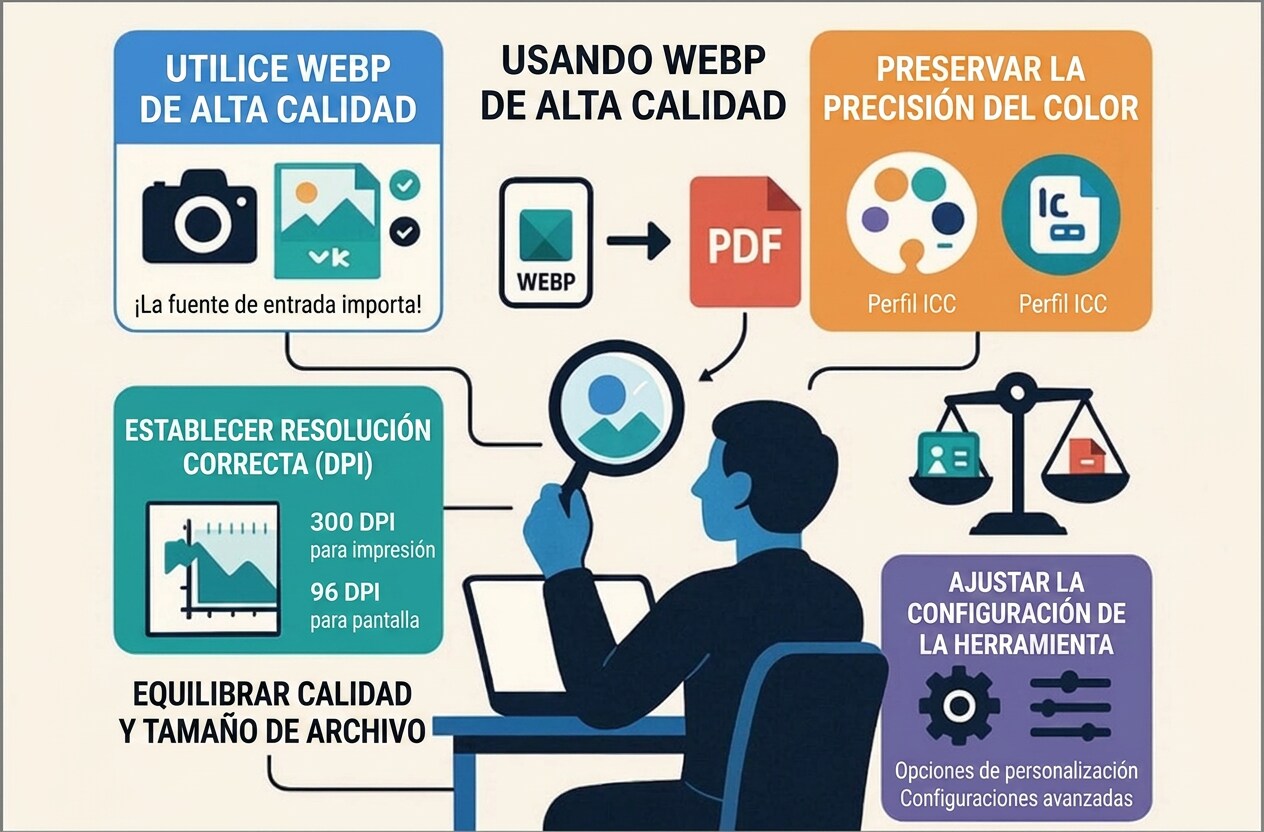 mantener la calidad al convertir WEBP a PDF
