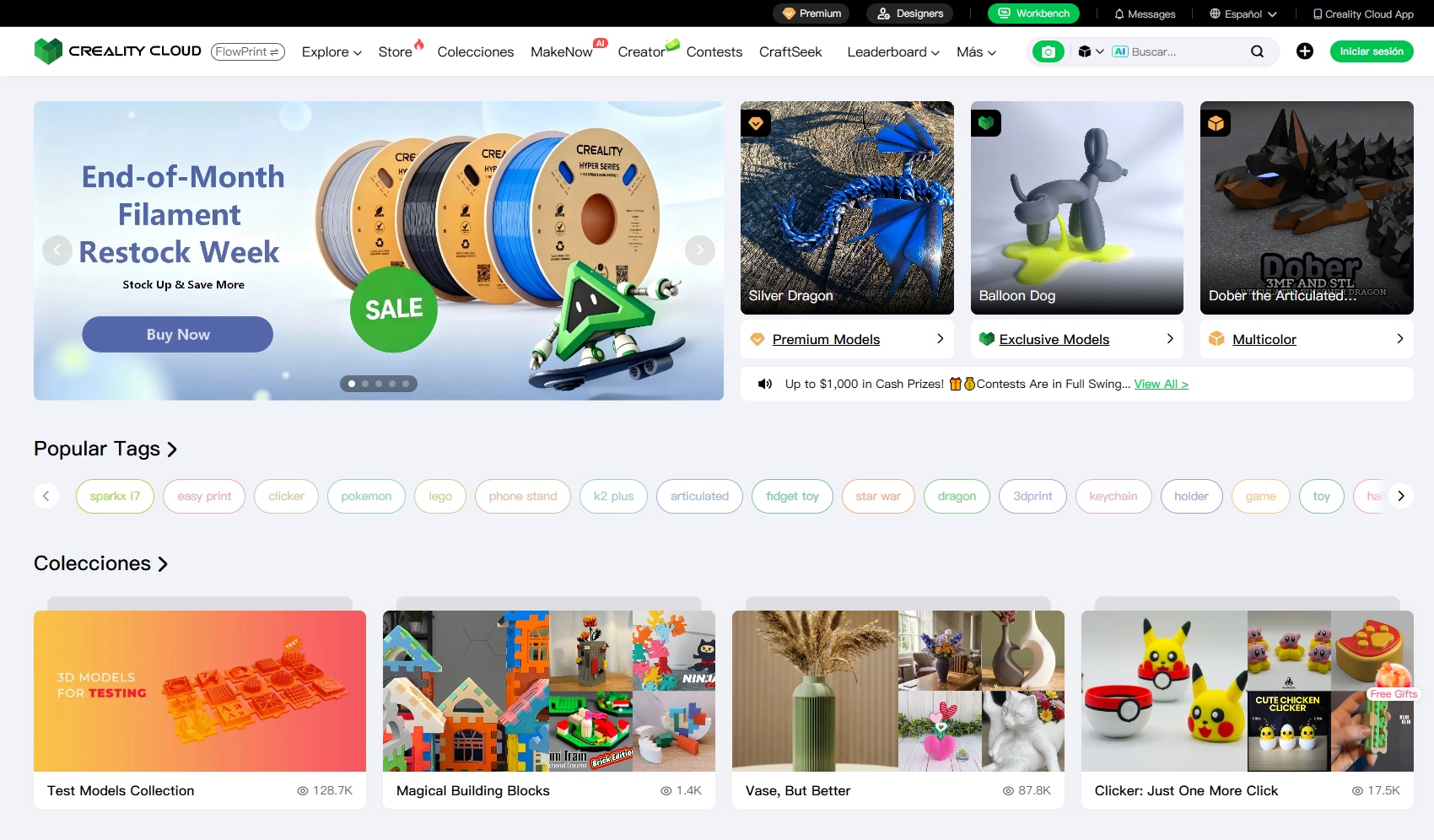 Creality Cloud con modelos 3D para impresoras Creality