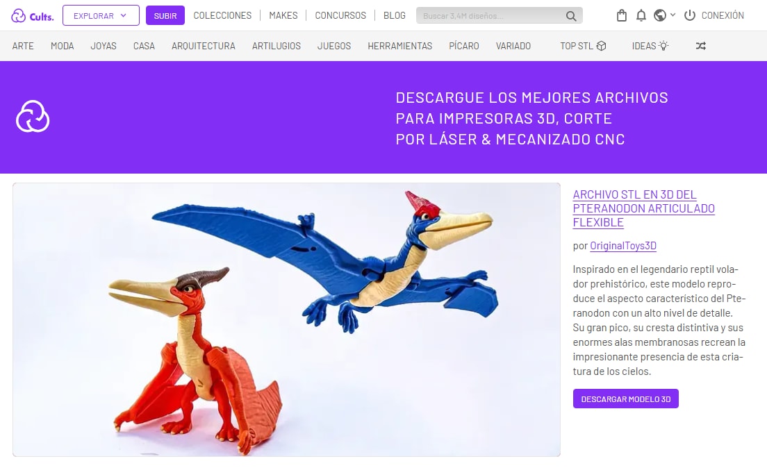 Cults3D con modelos 3D creativos para imprimir