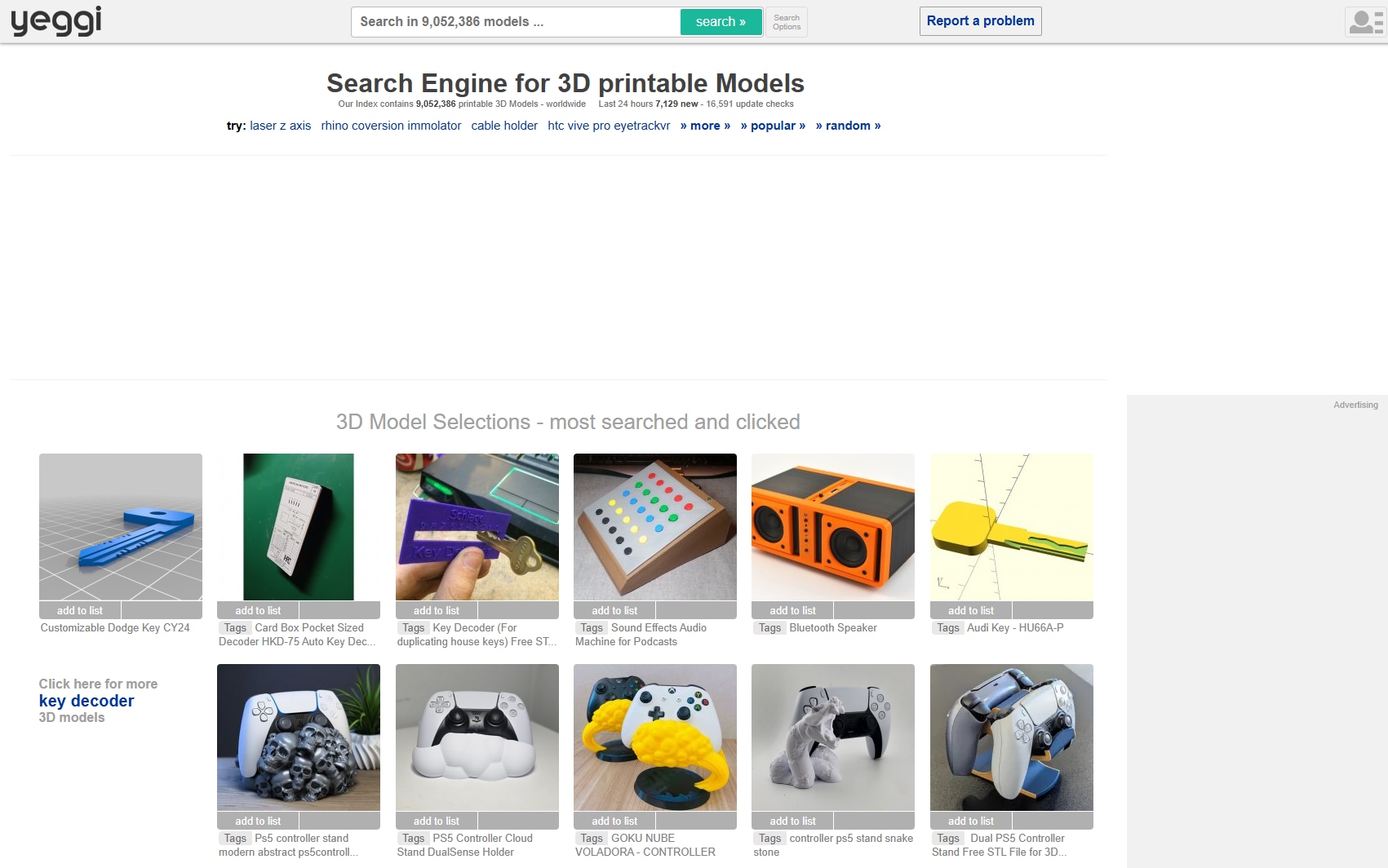 Yeggi, motor de búsqueda para encontrar archivos STL