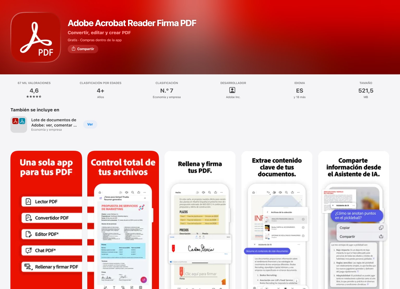 Adobe Acrobat Reader para firmar, rellenar y comentar PDF en iOS
