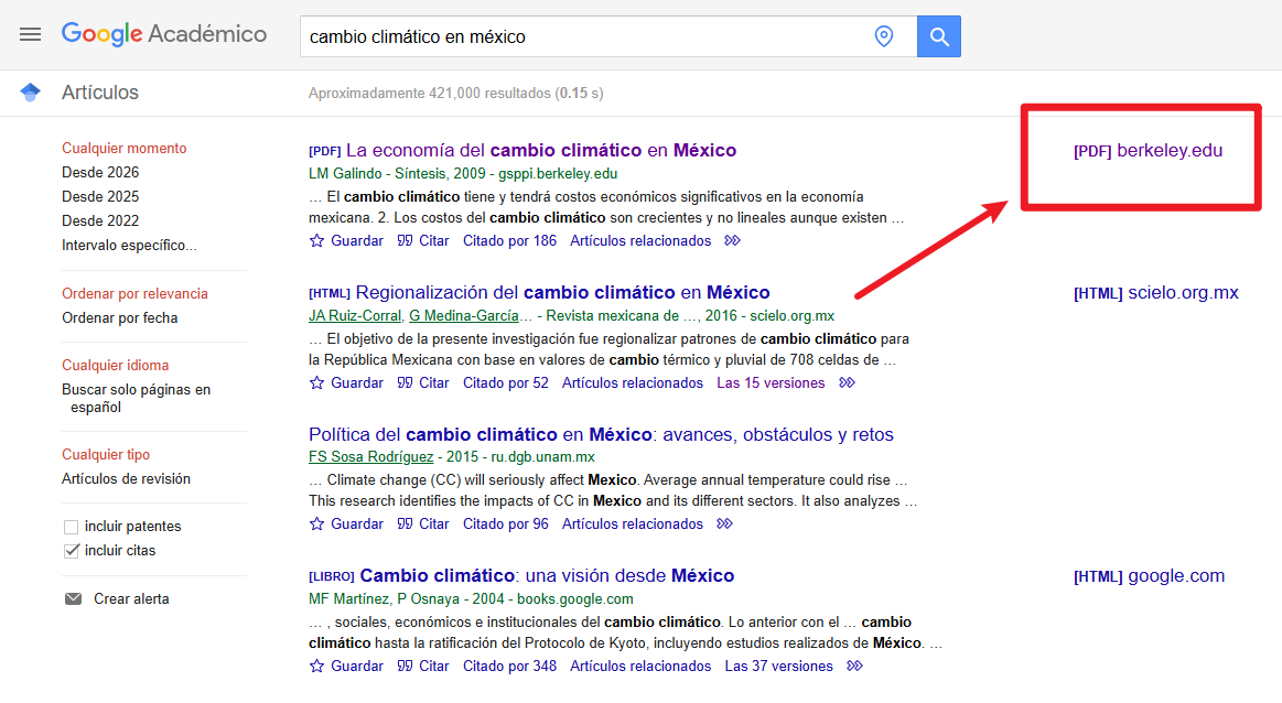 Revisa si aparece un enlace PDF