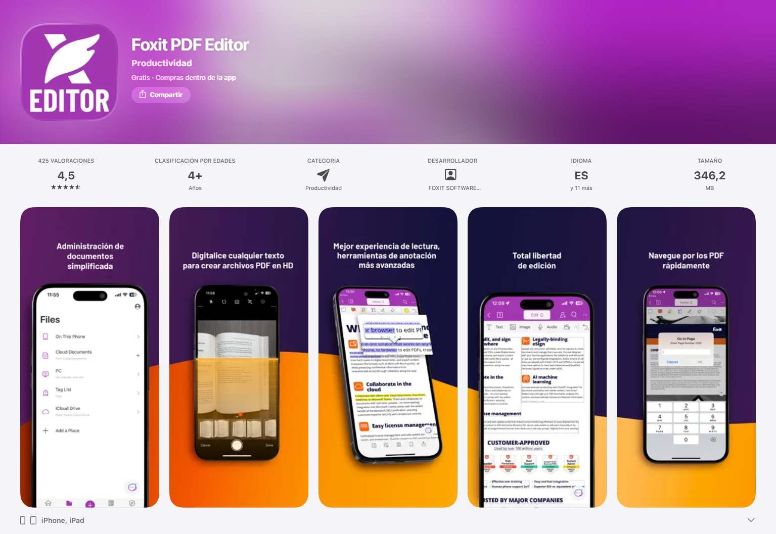 Foxit PDF Editor para leer y revisar PDF en iPhone y iPad