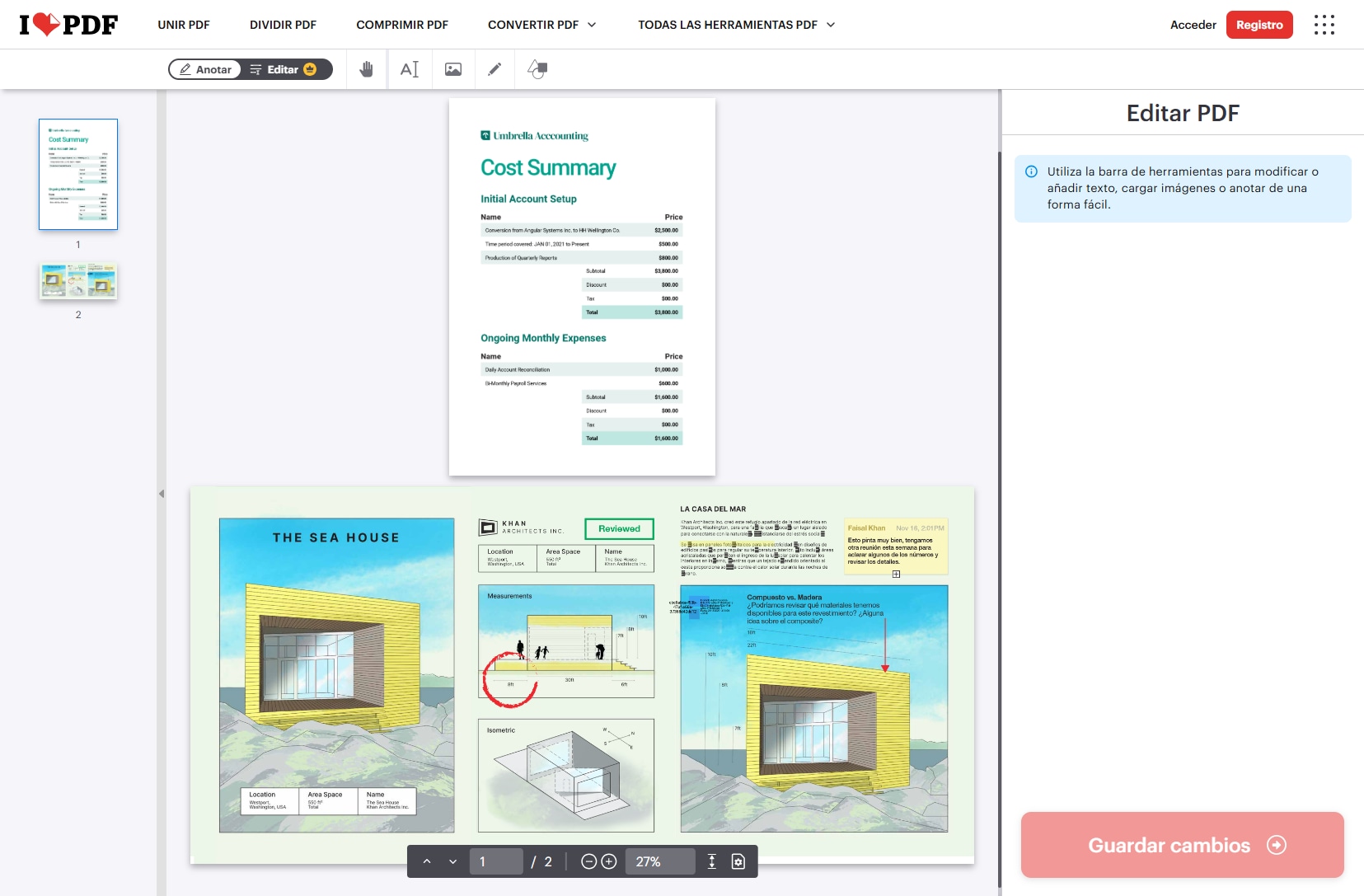 iLovePDF: editor PDF online popular y fácil de usar