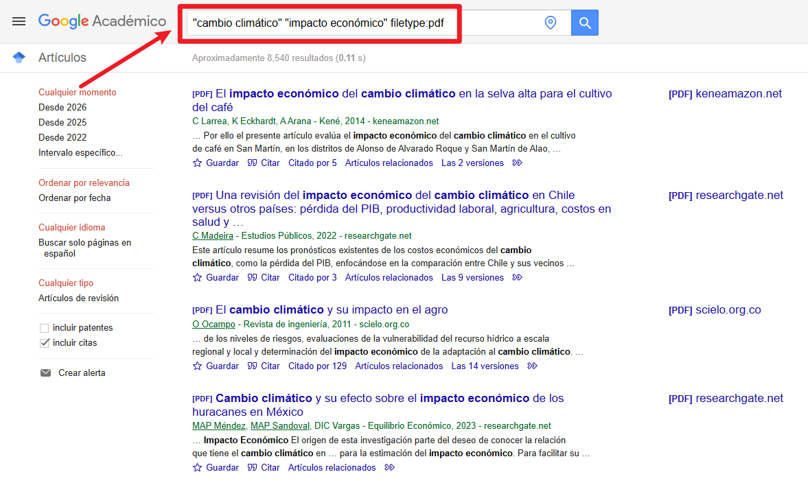Usa operadores de búsqueda