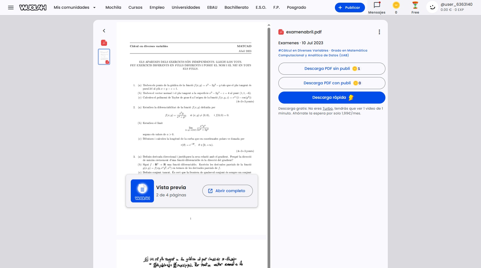 Abre el documento y revisa sus opciones en Wuolah