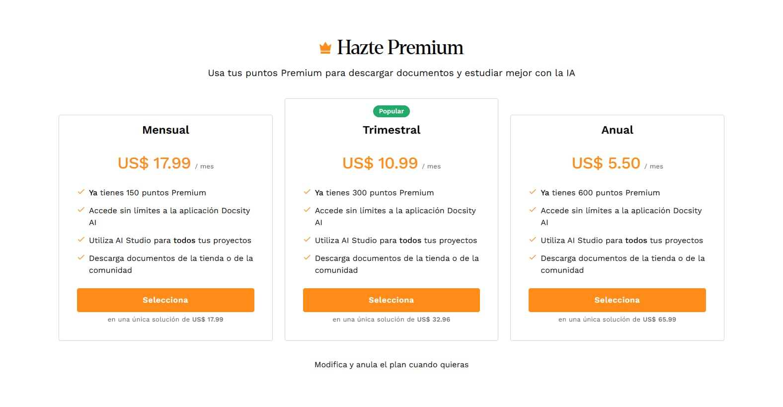los puntos Premium en Docsity