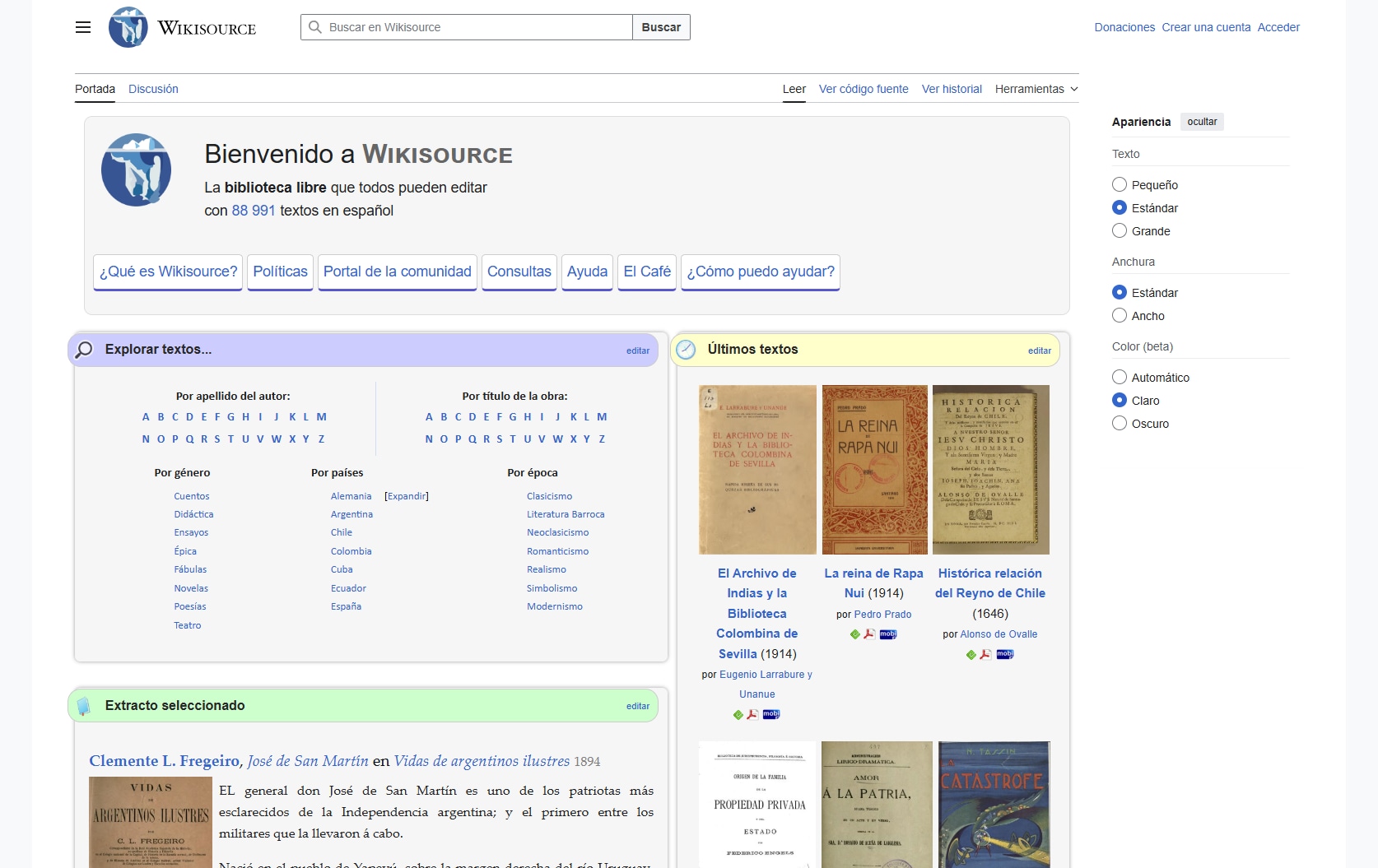 Wikisource: textos libres y obras clásicas en español