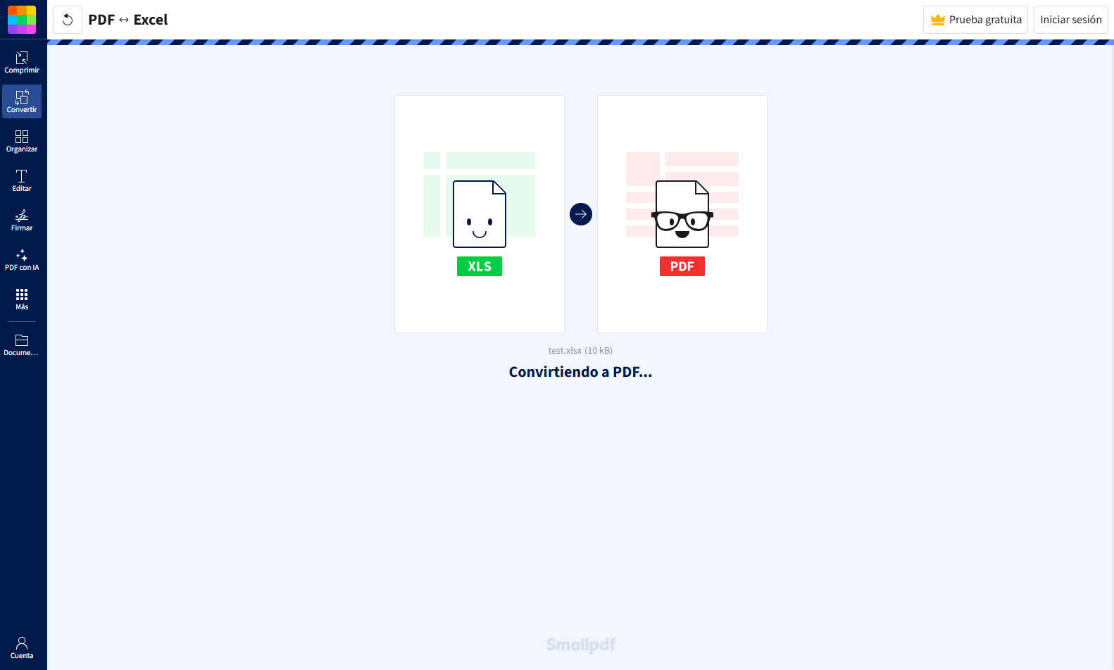 Smallpdf — Conversor de Excel a PDF sencillo y limpio