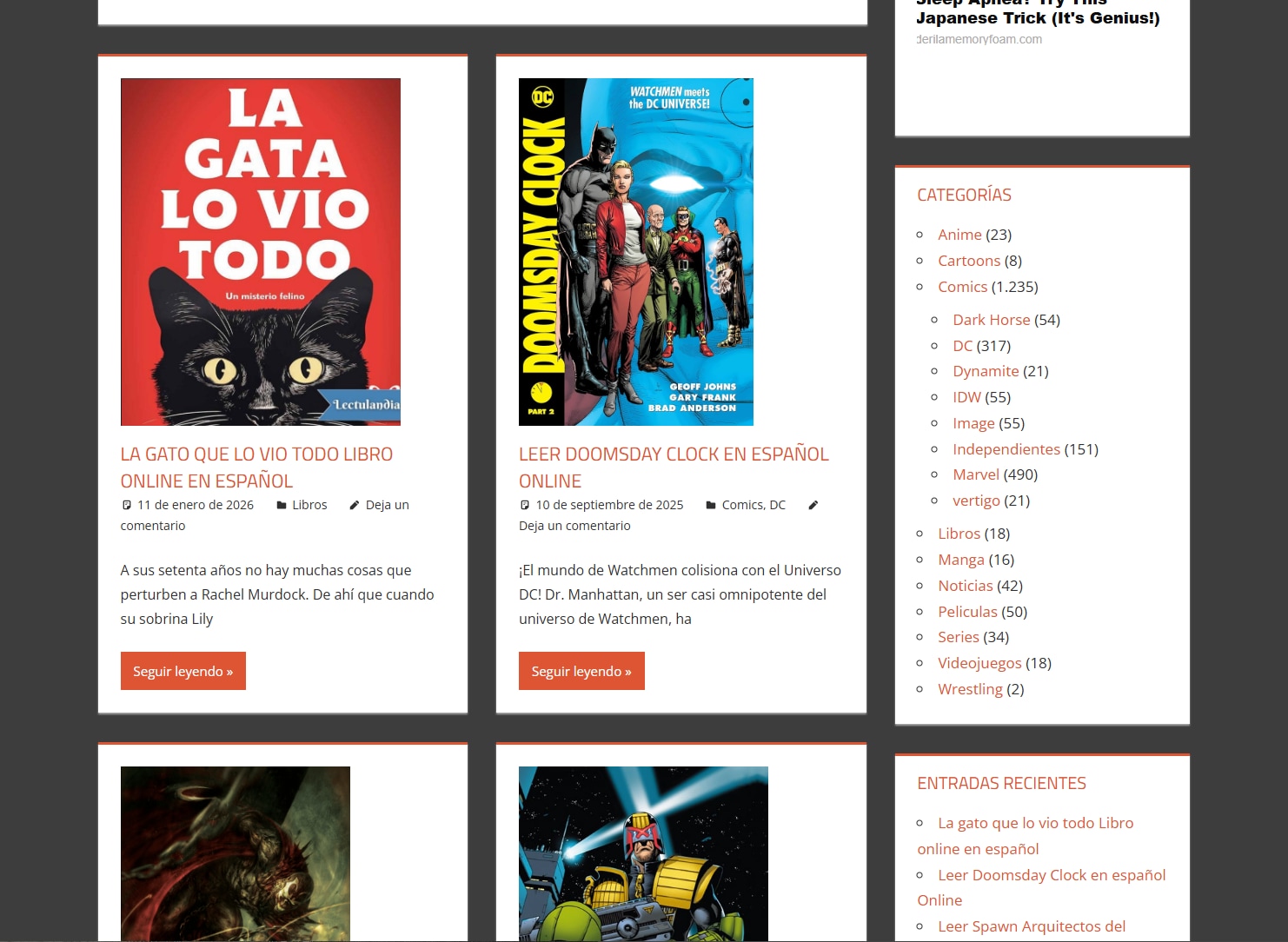 Catálogo de Megabanana con cómics de Marvel y DC en español