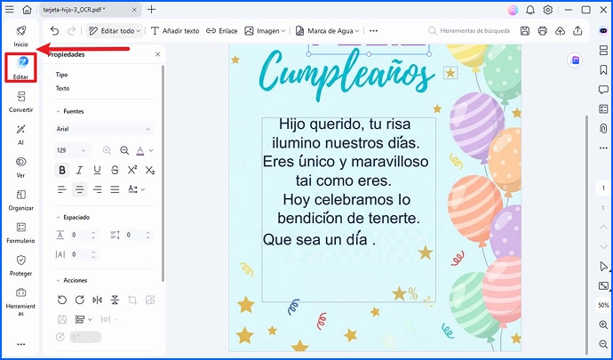 Edita el texto y personaliza el diseño