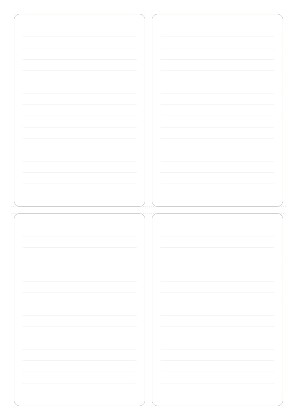 Flashcards A4 con líneas