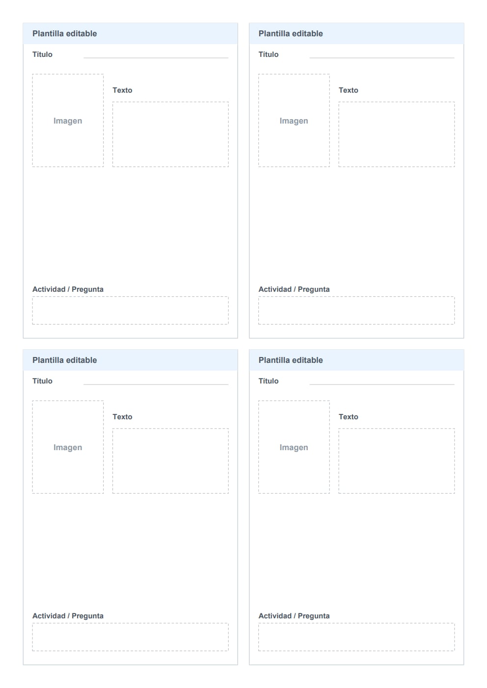 Tarjetas didácticas editables para imprimir