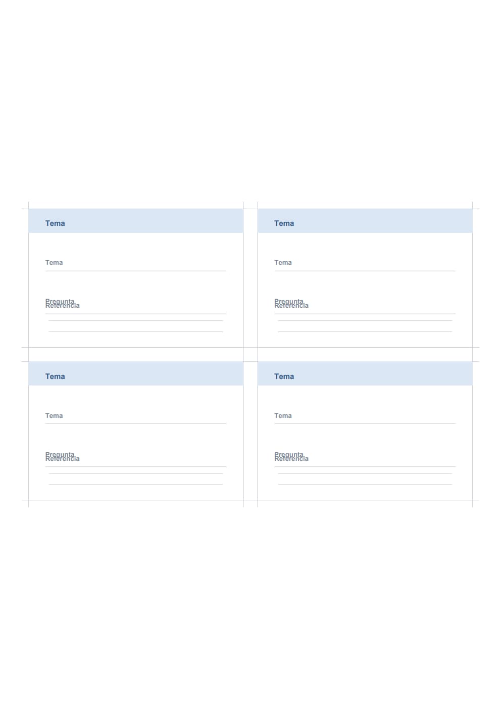 Flashcards de doble cara oposiciones A4