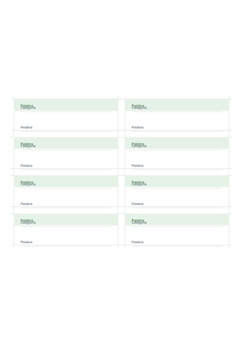 Tarjetas de vocabulario de doble cara A4