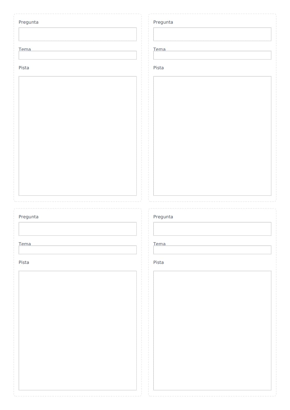 Flashcards editables doble cara A4