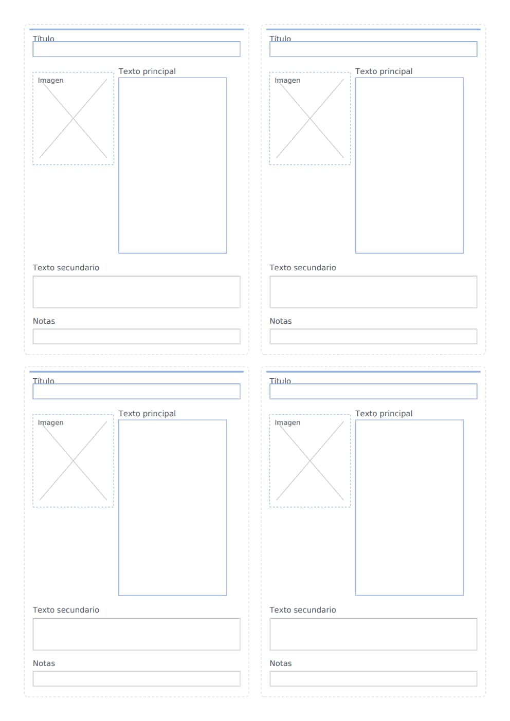 Plantilla flashcards editable universal A4