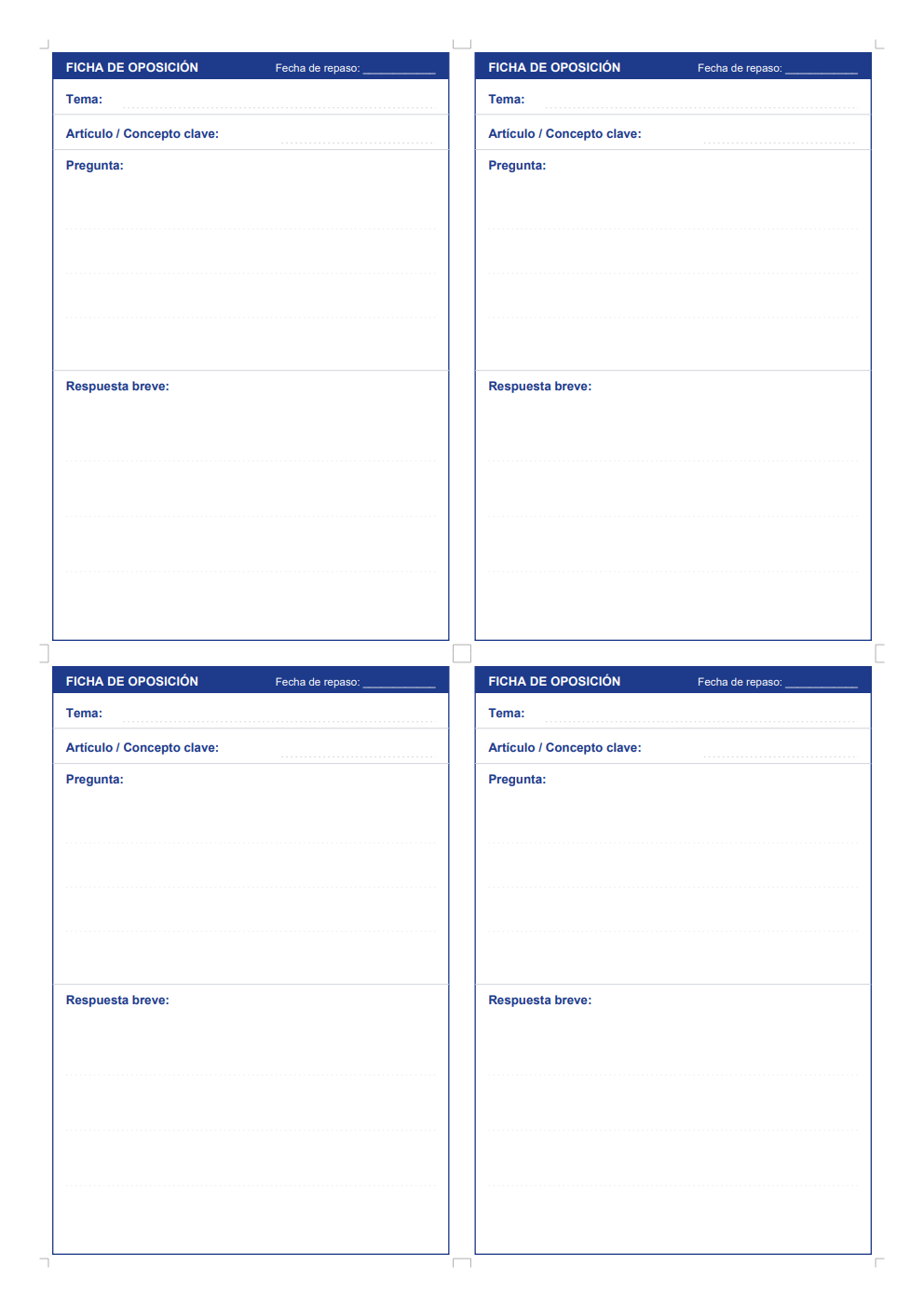 Plantilla flashcards oposiciones