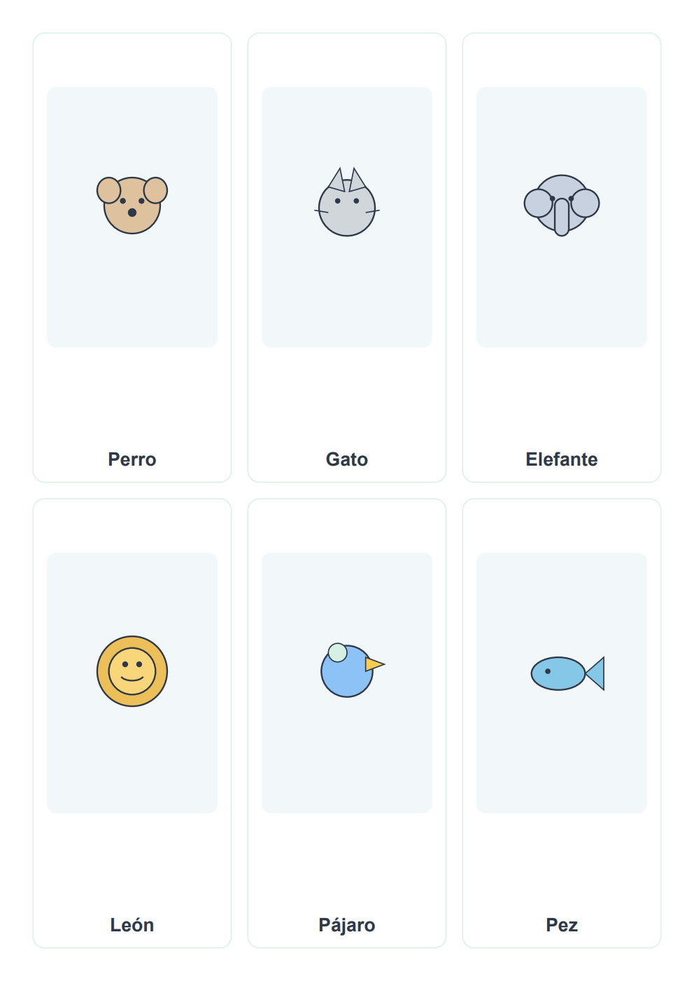 Flashcards de animales para niños