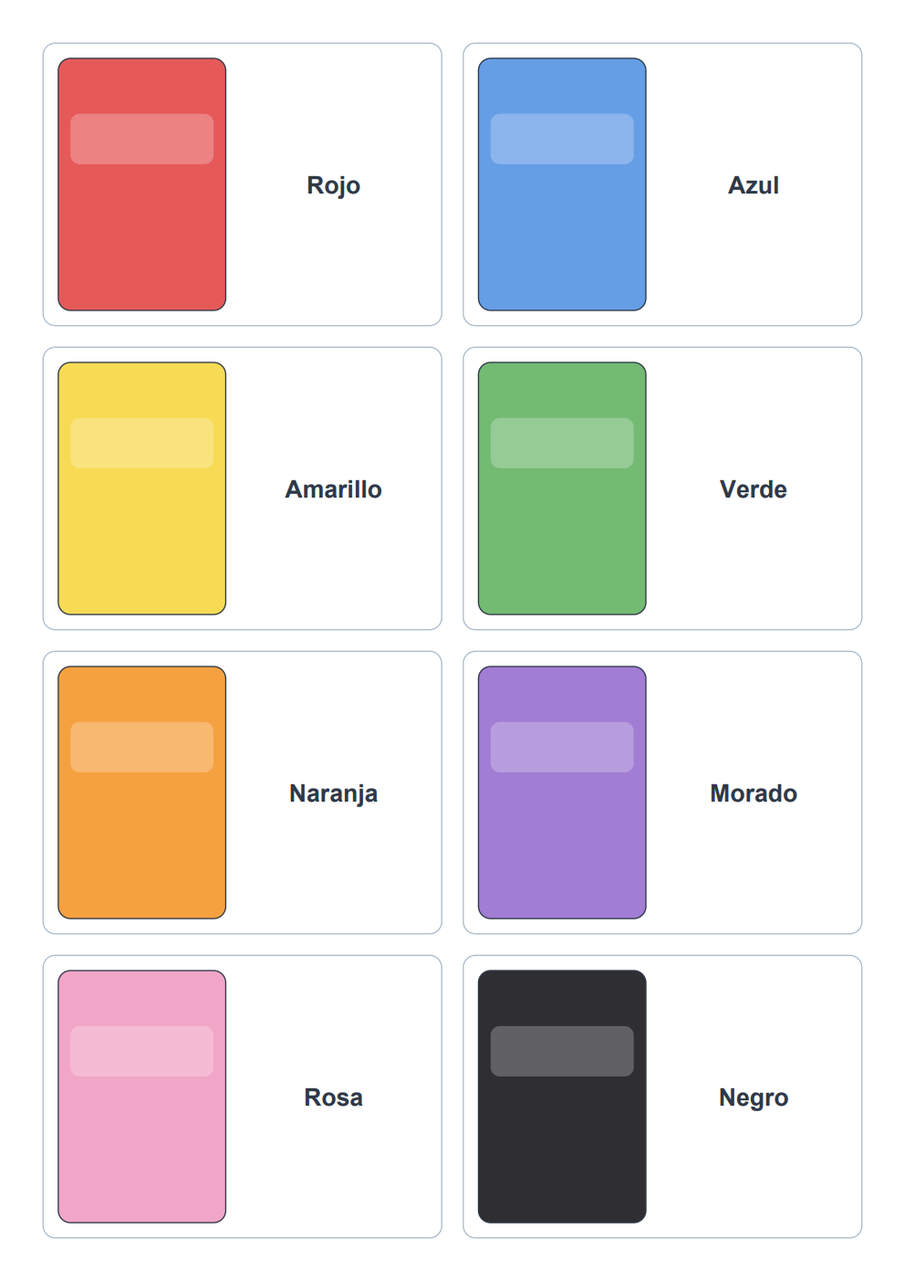 Flashcards de colores para niños