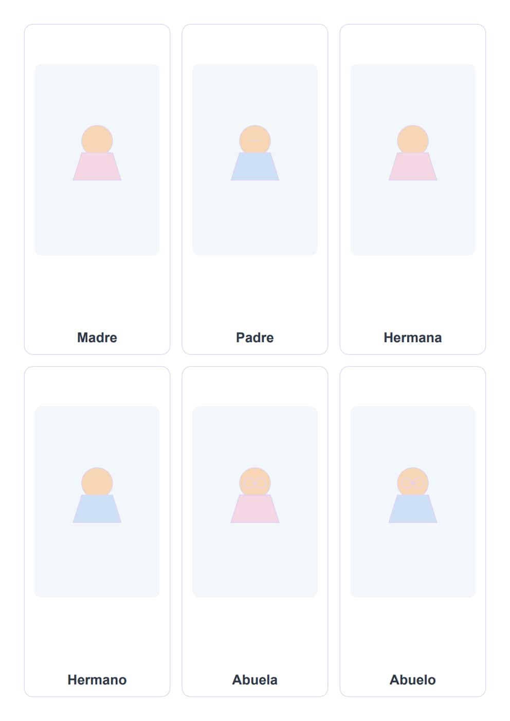 Flashcards de familia para niños