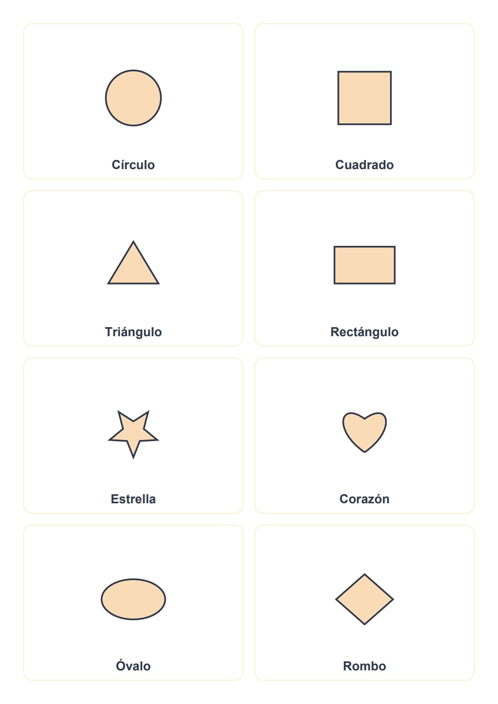 Flashcards de formas para niños